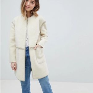 ASOS Petite Collarless Sherpa Teddy Coat